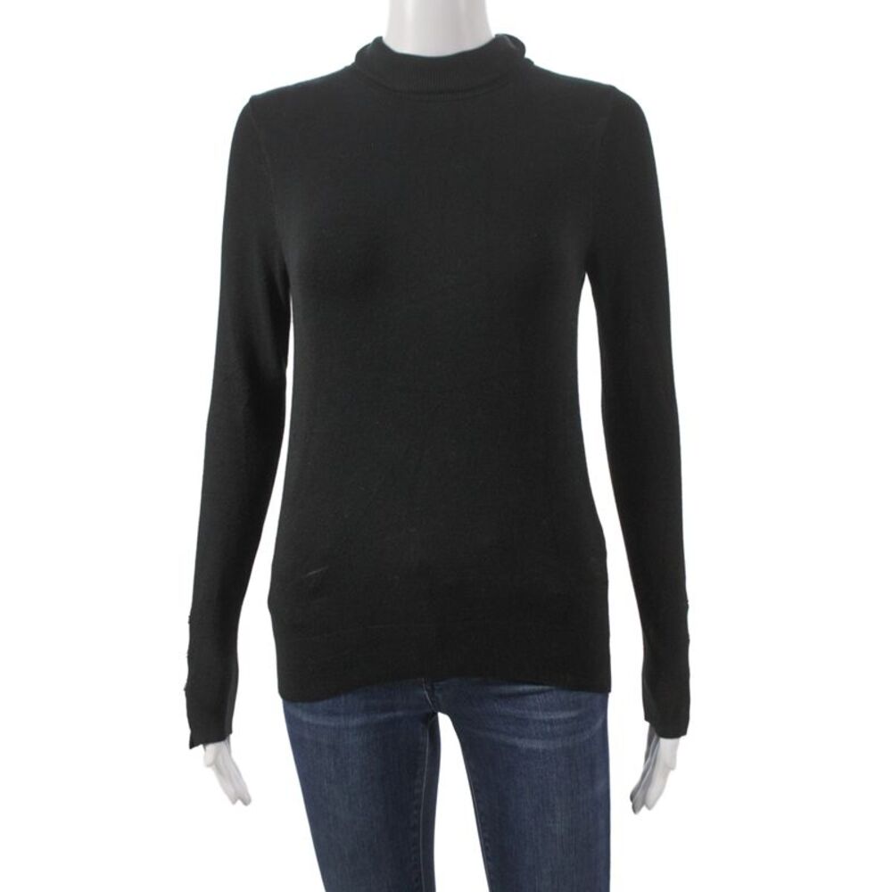 Zara Unisex Pullover Sweater Black Mock Neck Long Sleeve Size M